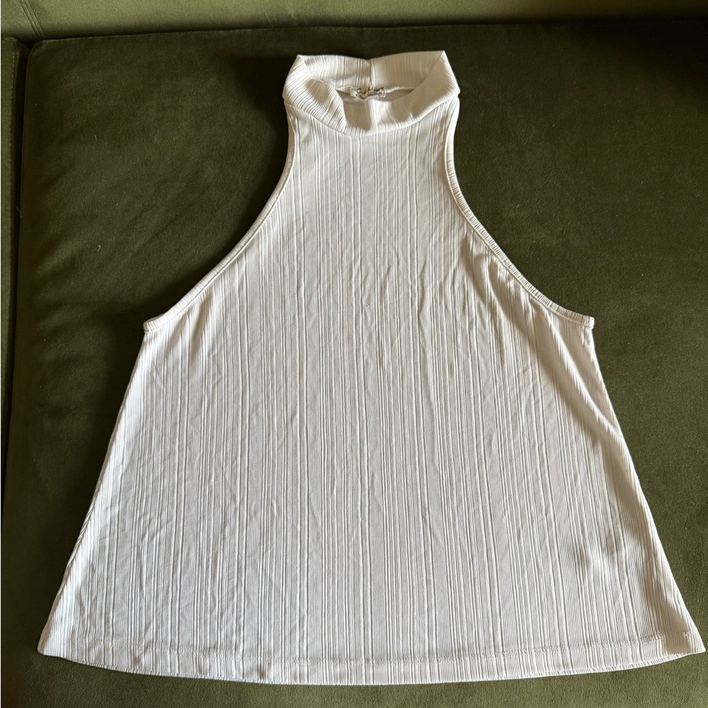 Free People Intimately Sleeveless White Ribbed Mock Neck Tank